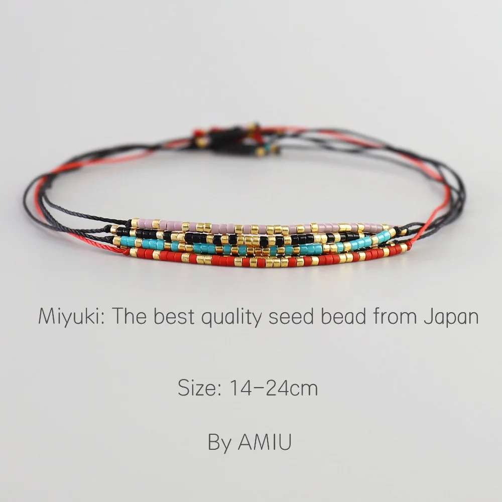 AMIU бижутерия ручной работы бисер Miyuki браслет из бисера Популярные любовные счастливые браслеты и браслеты для женщин и мужчин восковые браслеты