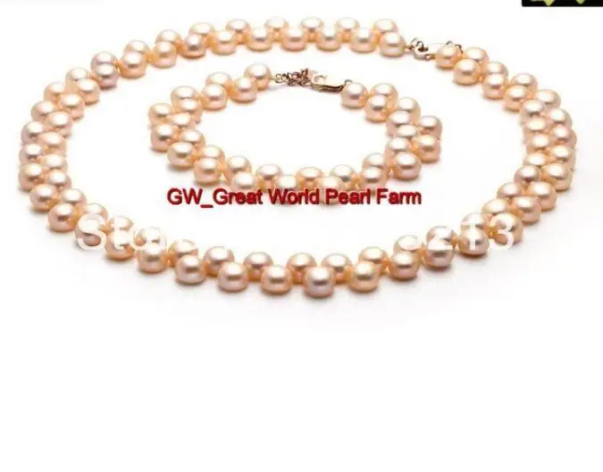 Ювелирный Набор жемчуга натуральный 7 8 мм продолговатый ААА розовый жемчуг набор