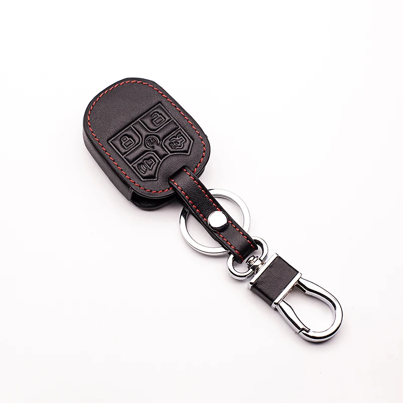 Genuine Car Leather Bag Remote Control Key Chain Cover Case For Ford Explorer Auto Transponder 5 Buttons wallet | Автомобили и