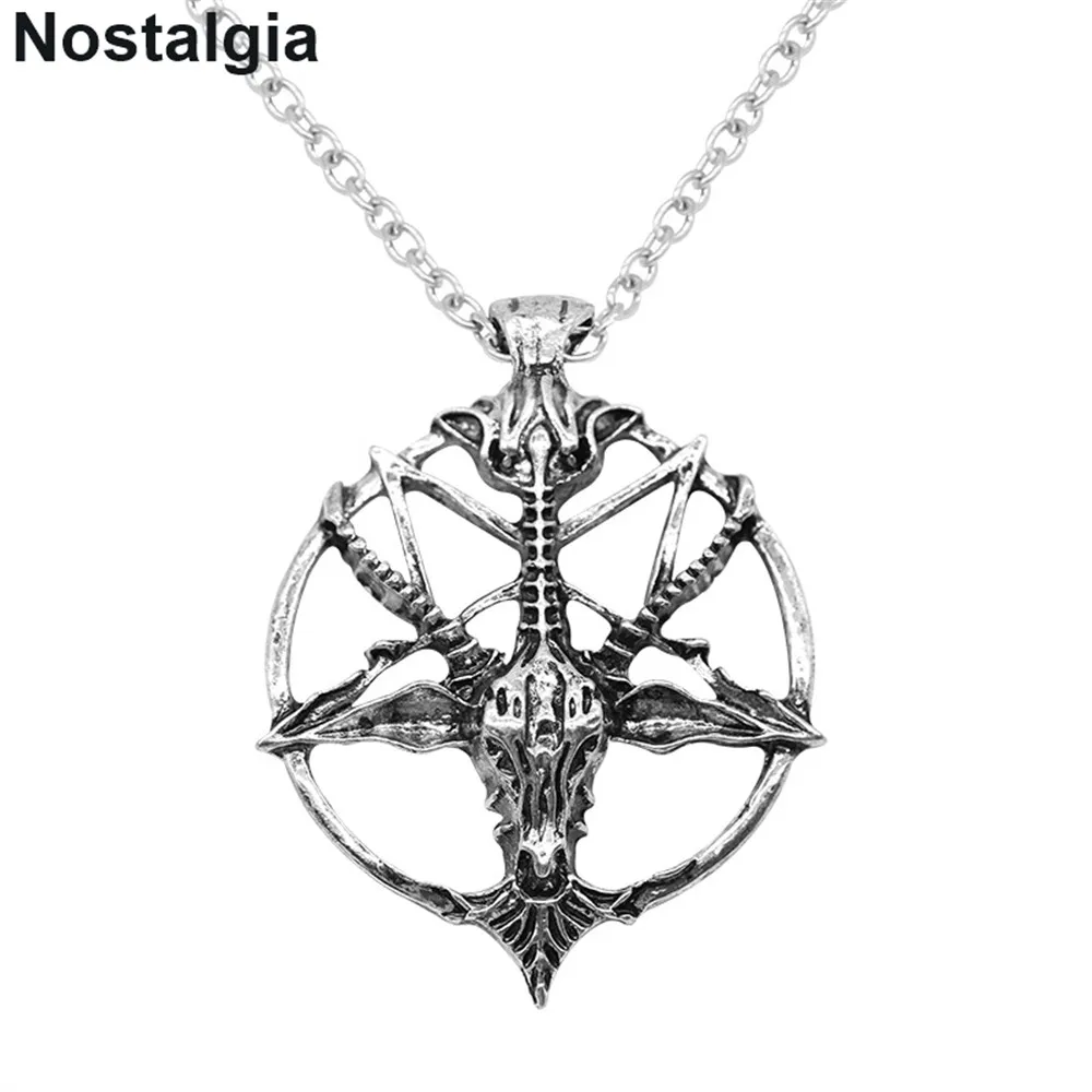 

Nostalgia 10Pcs Wiccan Ram Skull Necklace Wicca Pentagram Pagan Talisman Ouija Witchcraft Jewelry Steampunk Accessories Jewelery