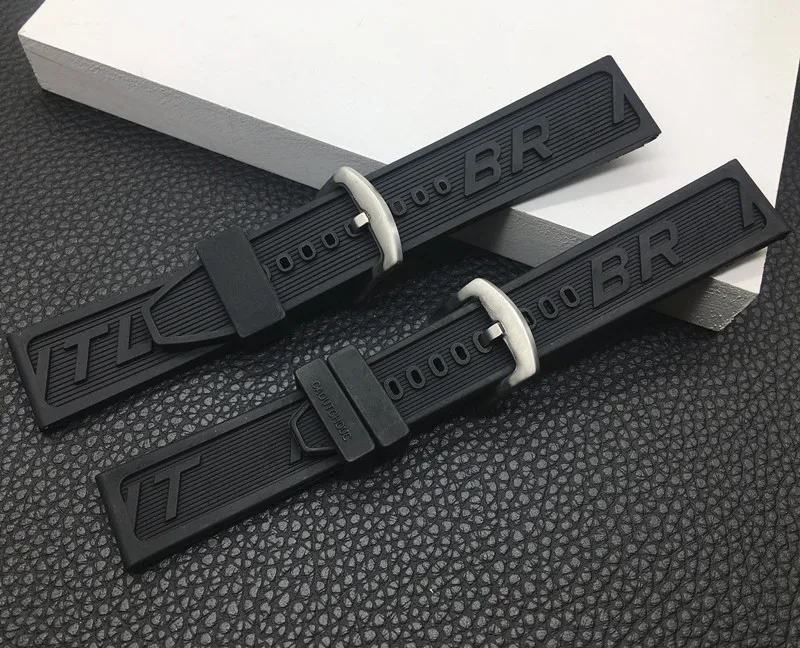Brand High Quality Silicone Rubber Watch Strap 22mm 24mm Black Watchband Bracelet For Breitling/navitimer/avenger buckle logo on | Наручные