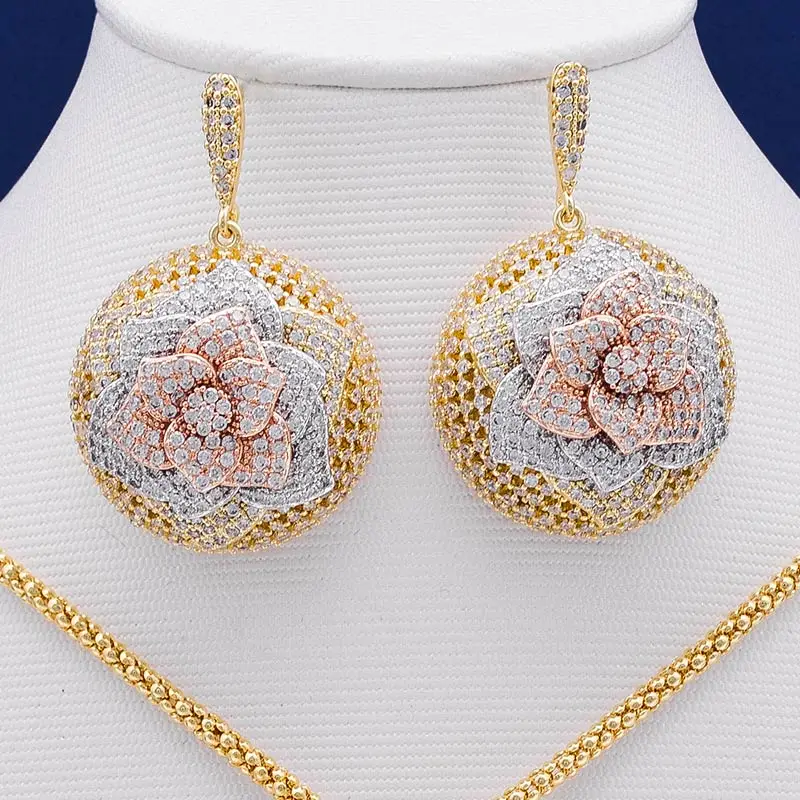 Элегантный цветок колеса полный микро проложенный кубический циркон медь для