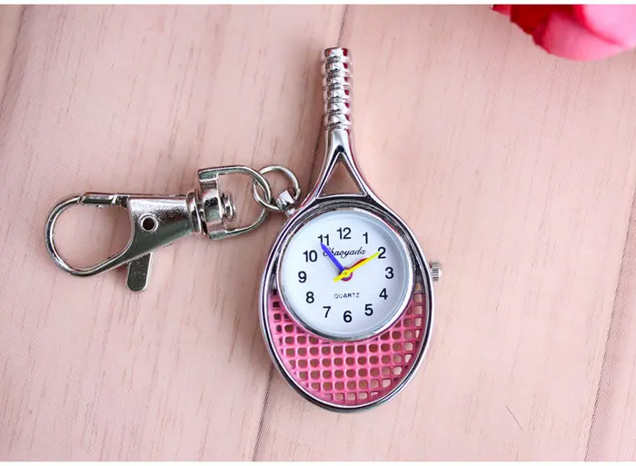 Chaoyada новые модные теннисные ракетки креативные винтажные кварцевые часы карманные часы ключ ожерелье - Цвет: 7