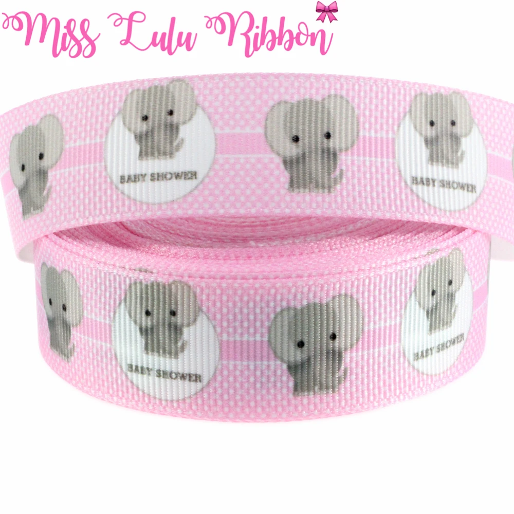 22 мм 25 Baby Elepant милый мультфильм печатных Grosgrain ленты изготовление для волос DIY