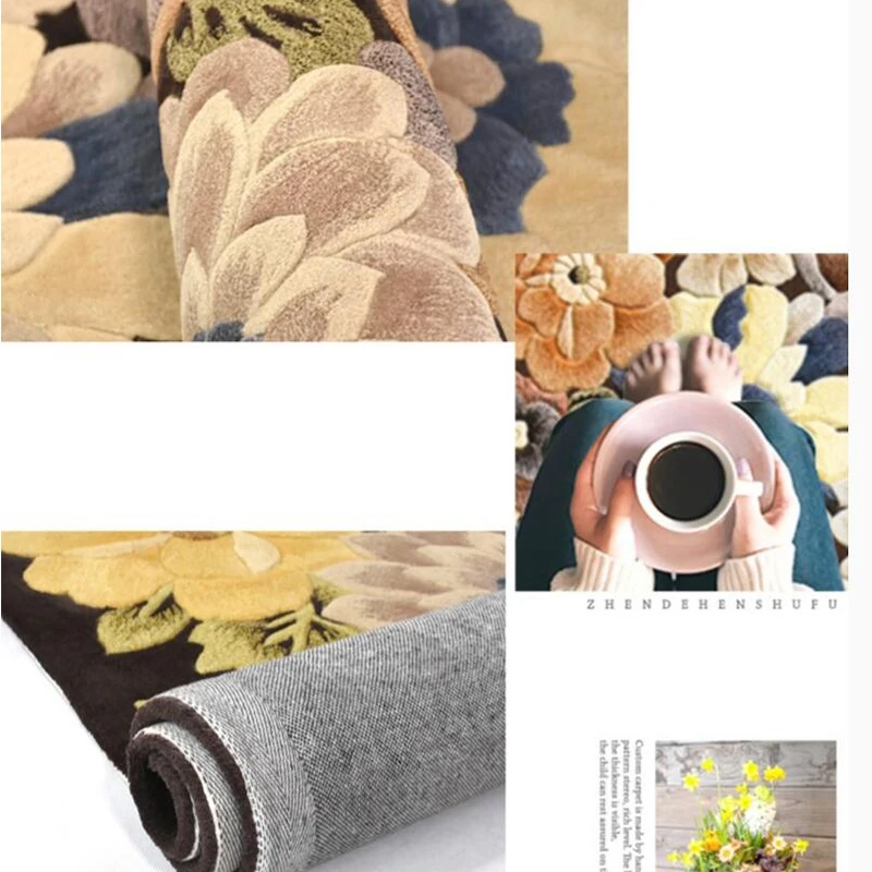 

100% Wool European Modern Carpets For Living Room Customize Large Bedroom Area Rugs alfombras Coffee Table Sofa Floor Rug Mat