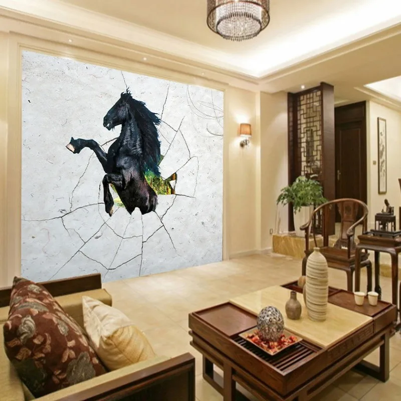 

Dropship Fatman Wallpaper for Bedroom Walls Vintage Wallpaper 3D Mural Black Horse TV Background Wall Fototapeta Nowoczesna