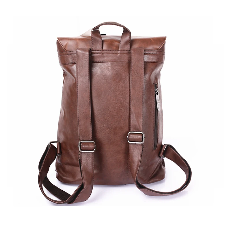 Three-Box Original Men Backpacks PU Leather Male School Laege Laptop Bag Solid Vintage Teenager Travel Business Backpack 2332 | Багаж и