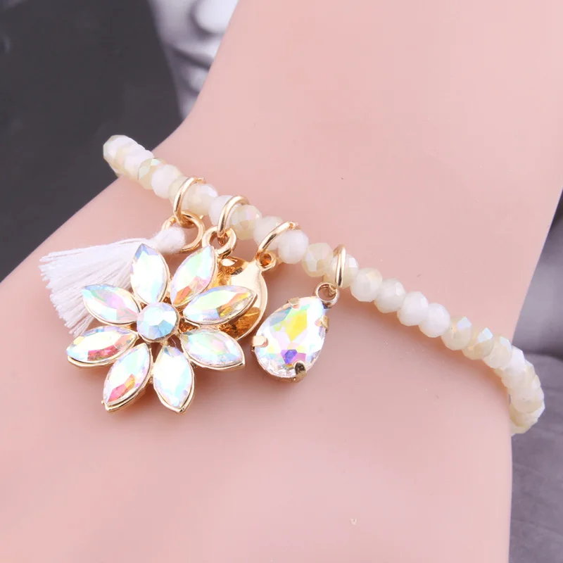 Браслеты NeeFuWoFu из сплава с хрустальными бусинами браслеты нитью филамента в