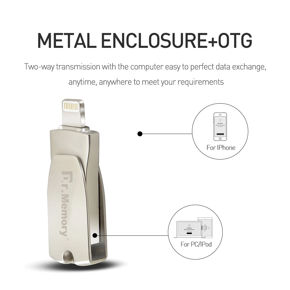 2in1 OTG USB флеш-накопитель металлический для Iphone 6s 7 Plus таблетки мини usb-накопитель