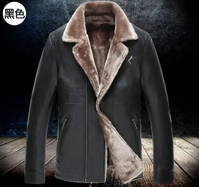 

M-3XL / HOT / Winter Men's New Fashion Leisure plus velvet jacket fur one thick Lapel pu jacket