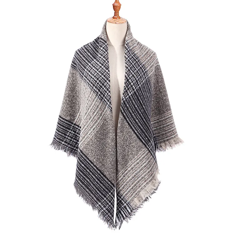 F7 Squre scarf Полосатый Женский шарф, зимние кашемировые шарфы, квадратные шали для женщин, вязаные шарфы, бандана, теплые шарфы - Цвет: F7 Squre scarf