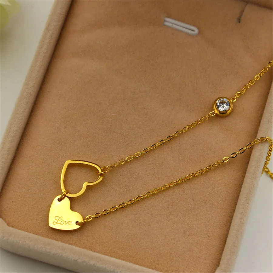 Martick высокое качество подвеска с двойными сердцами цепочка сияющими кубическими