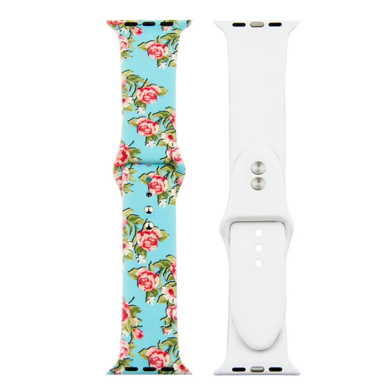 Ремешок для спортивных часов для Apple Watch Band 4 44 мм 40 мм цветочный цветок мягкий силиконовый браслет для iWatch Series 3 2 1 Band 42 мм 38 мм ремешок - Цвет ремешка: 5