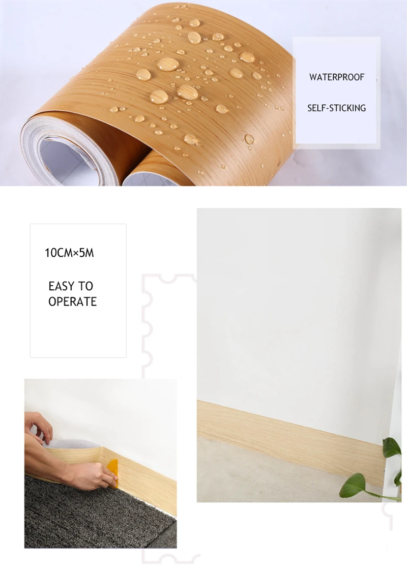 5M Bathroom PVC Self Adhesive Wallpaper Border Vinyl Waterproof Wall Stickers Waist Paste DIY Creative Waistline Tiles Borders