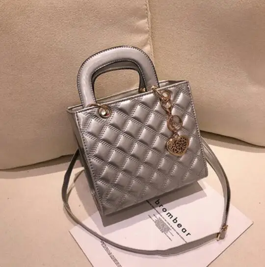 21 CM Sliver Роскошная брендовая сумка, модная новинка, высокое качество, лакированная кожа, женская дизайнерская сумка, на цепочке, сумка через плечо - Цвет: 21 CM Sliver