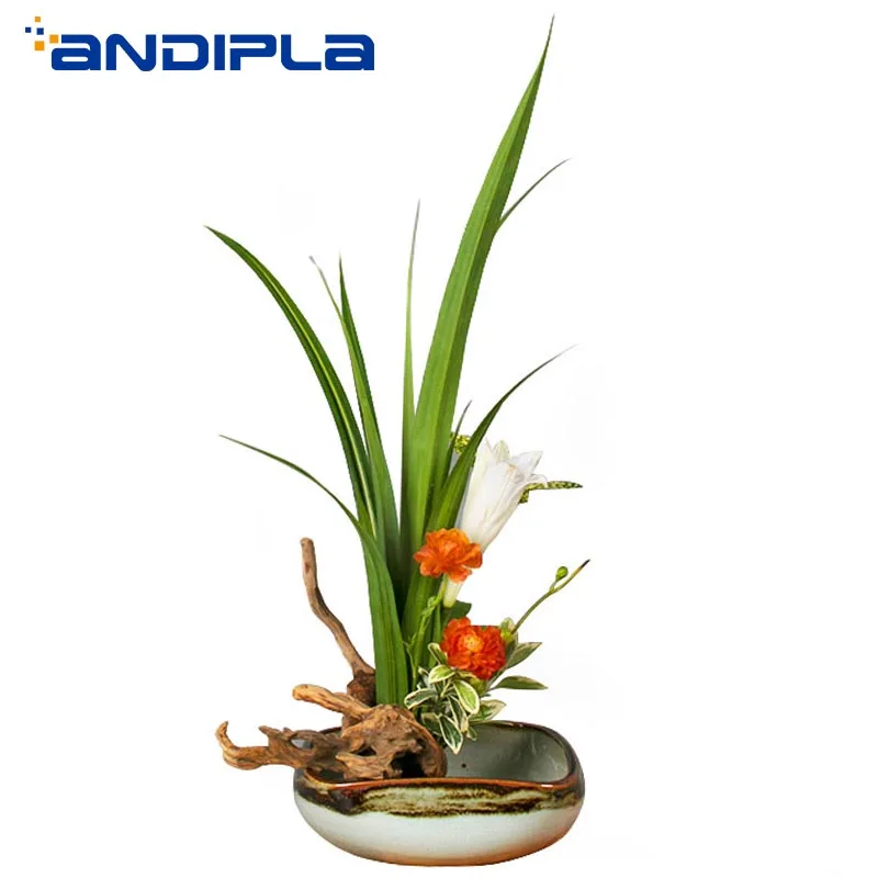 Креативная ручная роспись сине белый фарфоровый цветочный горшок ваза тарелка