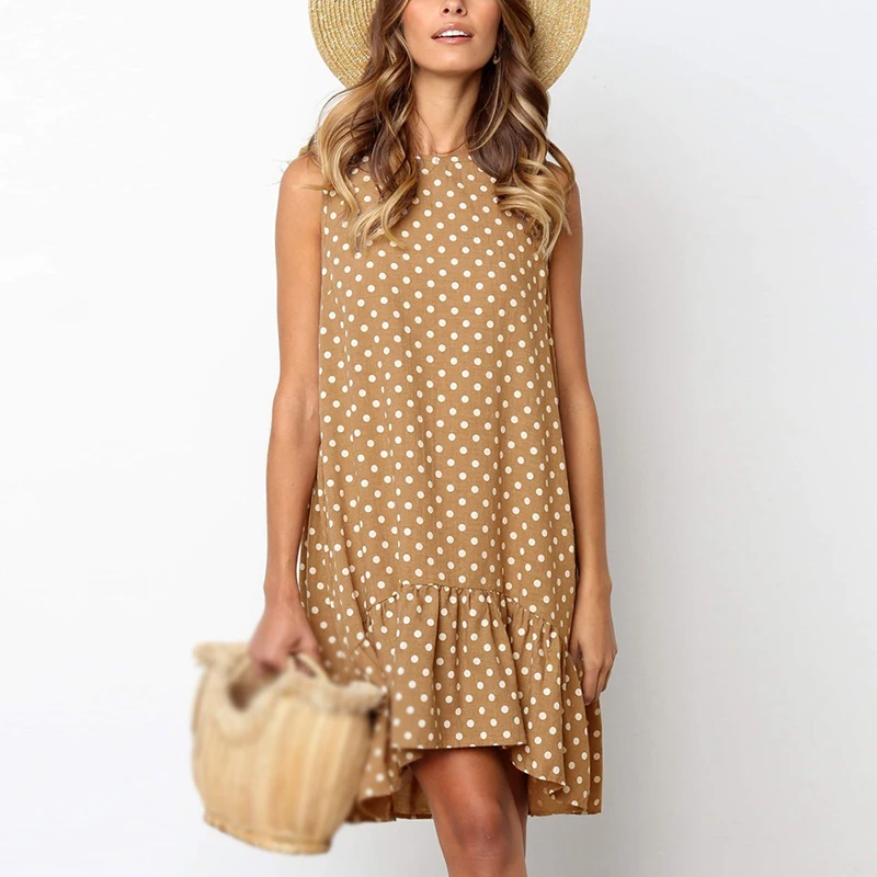 Женское мини-платье без рукавов с оборками летний праздничный пляжный сарафан