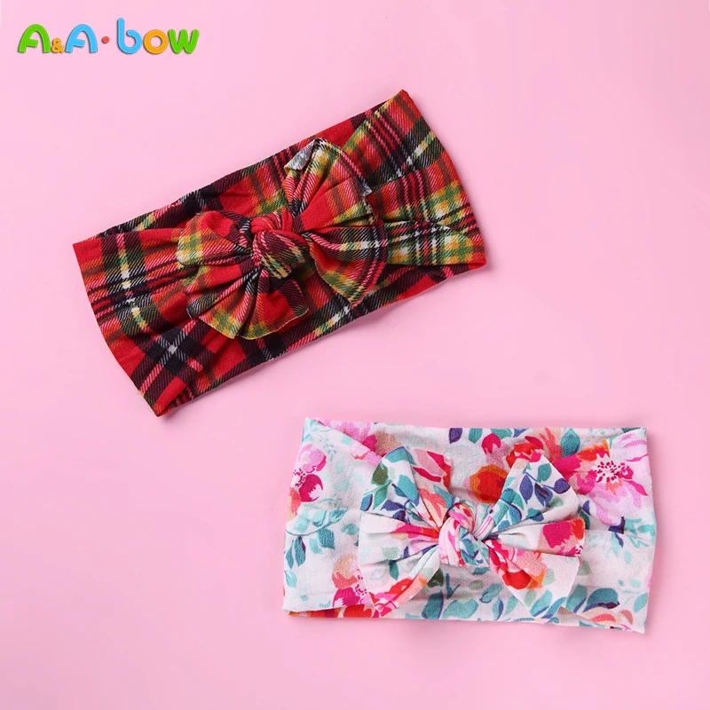 Cinta para el pelo con estampado de color rosa para beb&eacute;, accesorios bonitos para beb&eacute;, Lazo de algod&oacute;n, bandana el&aacute;stica roja y rosa, accesorios para beb&eacute;, 1 unidad-1