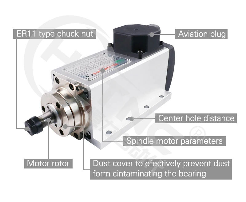 cnc 1.5kw мотор шпинделя с воздушным охлаждением ЧПУ+ 110 В/220 В Инвертор+ er11 цанговый квадратный фрезерный станок шпиндель