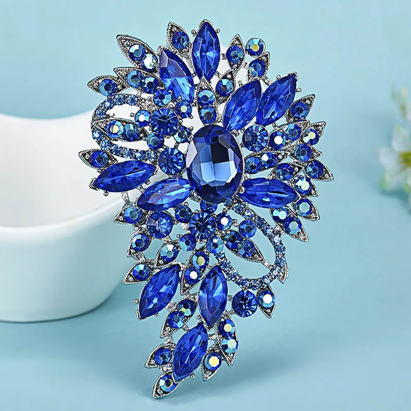Женская Брошь в виде цветка винтажный хиджаб Цветная брошь с кристаллами