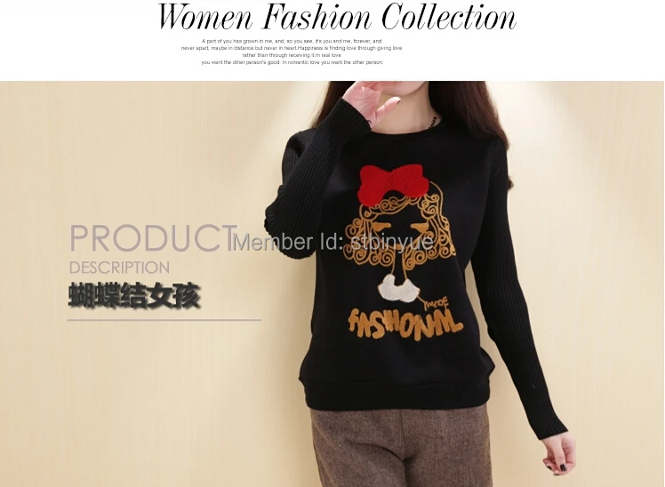 Hot Sale Winter Fashion women set of head Sweater Casual O-neck Knitted Pullovers loose thickening velvet garment | Женская одежда