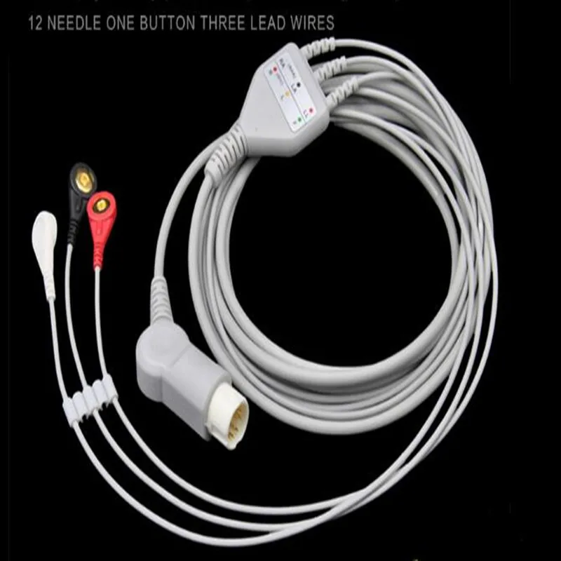 Совместим с Philips/HP 12Pin MP20/30/VM6 монитор пациента кабель ЭКГ цельный тройной провод