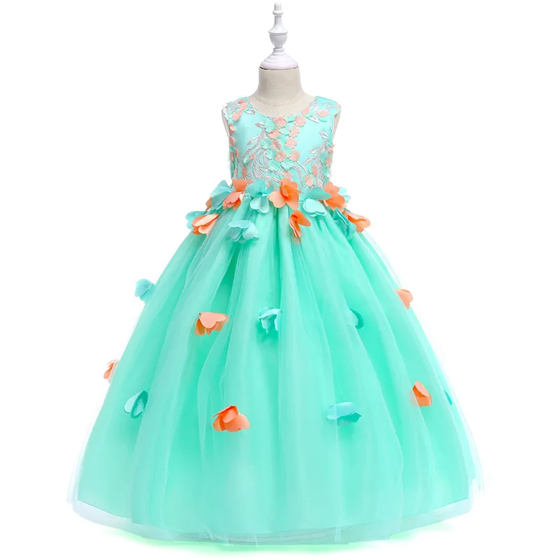 Flower Girl Princess Dress 2018 New Cute Party Kids Dresses For Girls Wedding Gown Long Children Prom Teen Costume | Детская одежда и