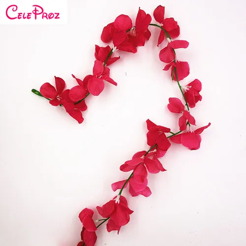 Fuchsia 1 шт. искусственная Глициния ротанг полоса Voilet цветок лоза из ротанга гирлянда для DIY Свадебная вечеринка домашний декор 60 см 180 см - Цвет: Fuchsia
