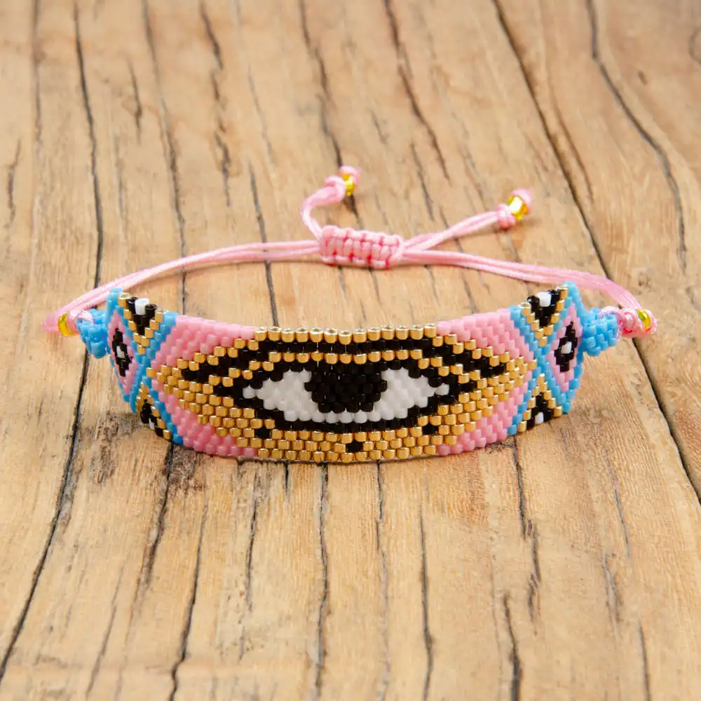 Go2boho MIYUKI сексуальный браслет в форме губ Lucky Турецкий Дурной глаз ювелирные изделия розовый кристалл Pulsera браслеты для женщин Handmad Delica бусины Подарок - Окраска металла: MI-B180062B Bracelet