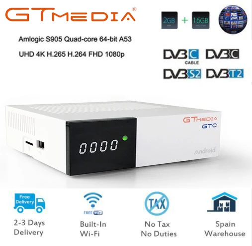 GTC 4K цифровой спутниковый комбинированный приемник Поддержка DVB-T2/DVB-S2/DVB C/dvb-t DVB t2 ТВ тюнер android 6,0 Декодер каналов кабельного телевидения компьютерной приставки к телевизору m3u телеприставка IPTV