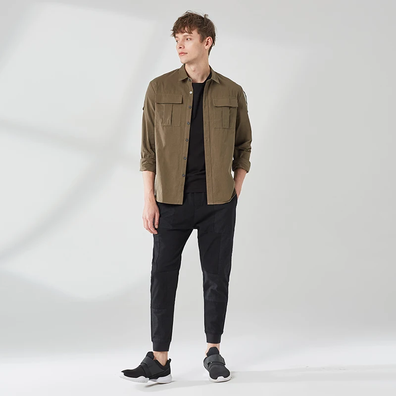 Мужская рубашка Markless Однотонная из 100% хлопка с несколькими карманами для работы