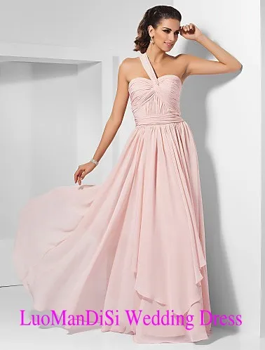 Free shipping New Design Chiffon One shoulder Pleated Floor Length Evening Dress ED042|dress artist|dress shirts new yorkdresse |