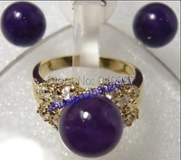 lhx54016beautiful purple natural stone earrings ring set