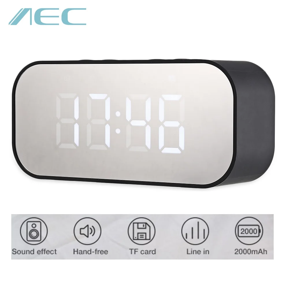 AEC BT501 портативный Bluetooth динамик будильник Зеркало Беспроводная колонка сабвуфер