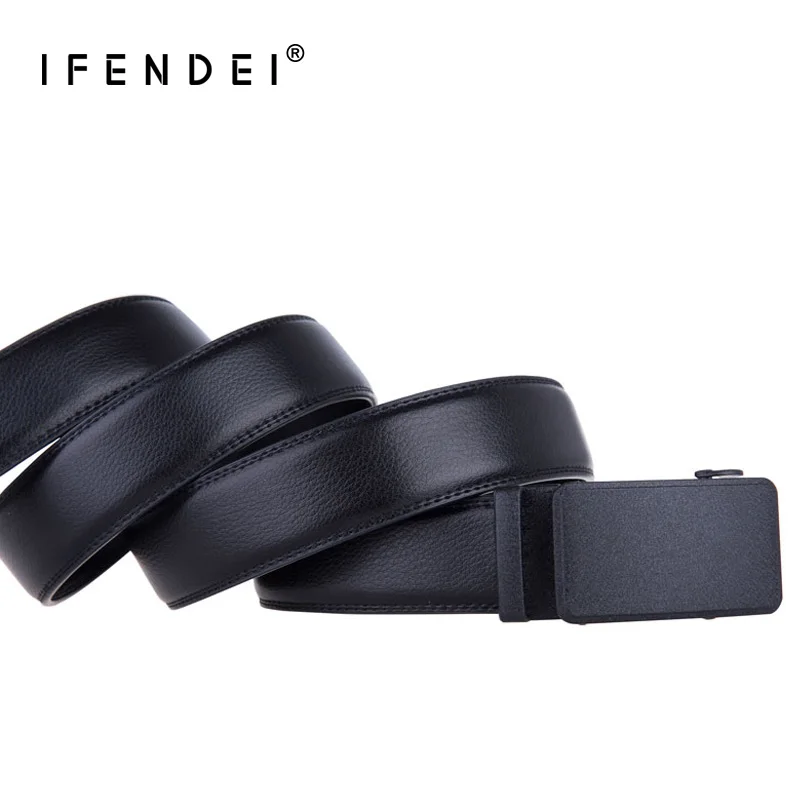 IFENDEI Leather Men's Belt Buckle Belts For Trousers Formals Man Business Black Automatic Strap 130cm |