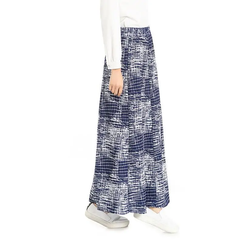 Льняные и хлопковые Макси Юбки для женщин Для Лето 2017 г. Мода Полосатый