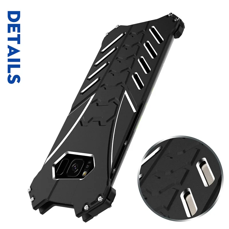 without logo Роскошный металлический защитный чехол R-Just Batman для Samsung Galaxy S8 S7 S6 edge plus NOTE 5 FE C5 C7 C9 Pro, алюминиевый чехол - Цвет: without logo
