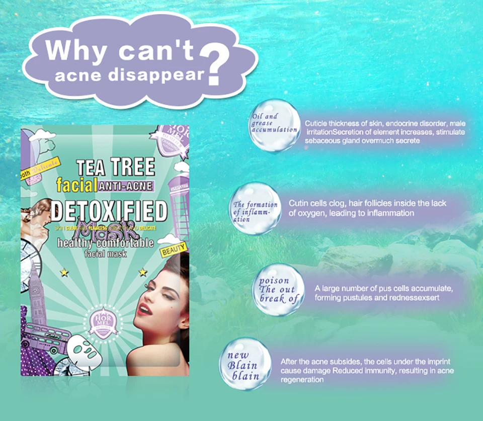 HEMEIEL tea Tree detox Корейская маска для лица против акне и черных точек увлажняющая маска для лица с масляным контролем уход за кожей 3 шт