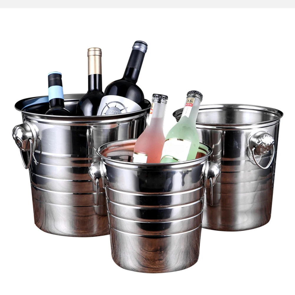 3L/5L/7L Высокое качество нержавеющая сталь ведро льда толстый держатель льда контейнер для бара вечерние бочки шампанского вина серебро
