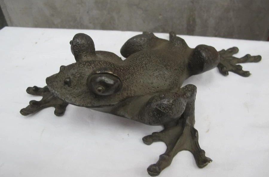 Китайский народный классический старый бронзовый медный резной лягушка статуя |
