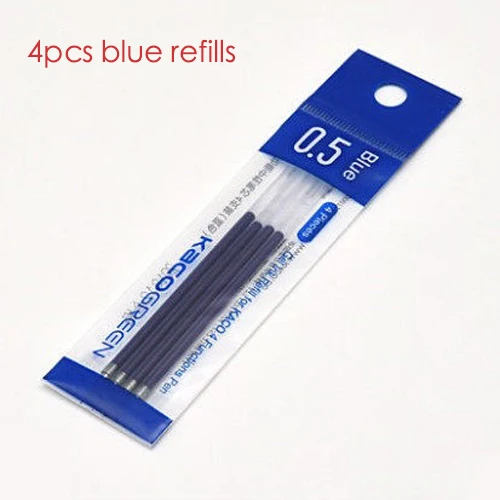 bluerefills Новинка Xiaomi KACO EASY 4 в 1 многофункциональные ручки 4 цвета 0,5 мм черный синий красный зеленый стержень сменный гелевый ручка для офиса студента - Цвет: bluerefills