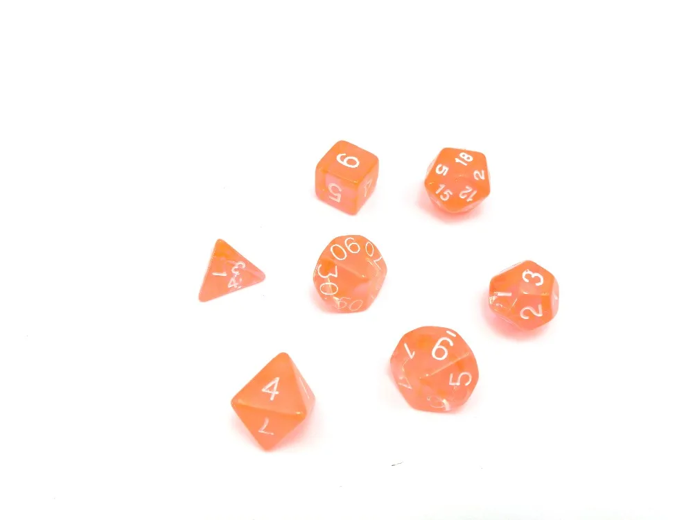 7 шт./компл. игра в кости D4 d6 d8 d10 d10% d12 d20 зеленый цвет многосторонний эффект прозрачности RPG кости игра