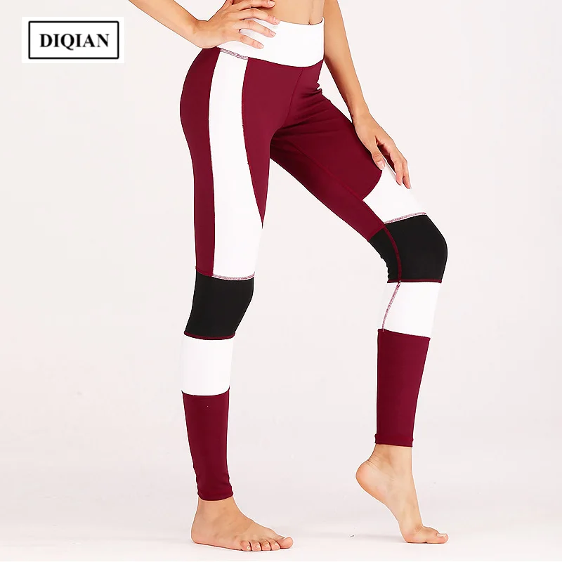 DIQIAN Bodybuilding Splicing Women Yoga Pants Fitness Running Femme Gym Training Ninth Sportwear Plus Size XL | Спорт и развлечения