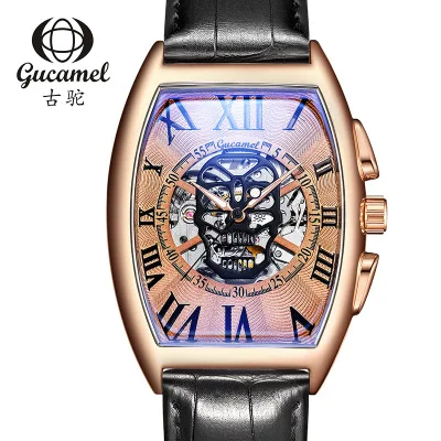 Luxury Ghost Head Skeleton Men Watch Fashion Tonneau Mechanical Watches Dress Business Wristwatch Male Clock Montre Homme | Наручные часы