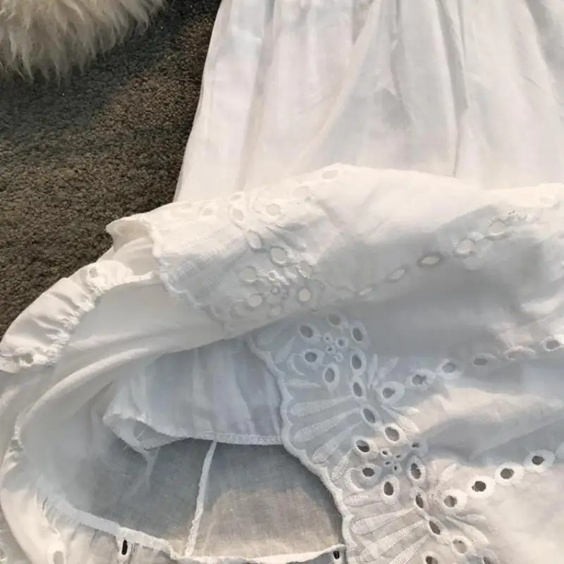 Женское длинное пляжное платье повседневное белое с коротким рукавом и