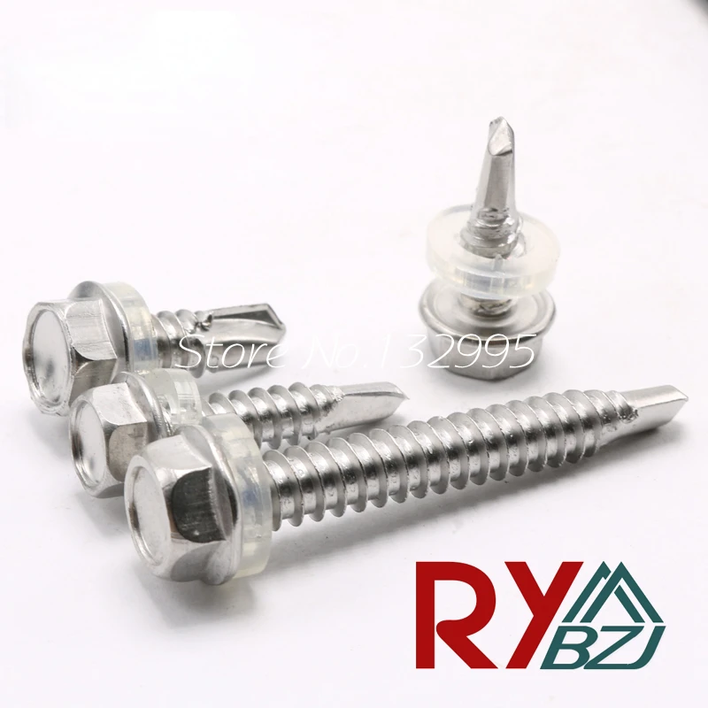 

50pcs/lot ST4.2 ST4.8 ST5.5*L DIN7504K Stainless steel 410 Hex head self drilling screws self-tapping roofing screw