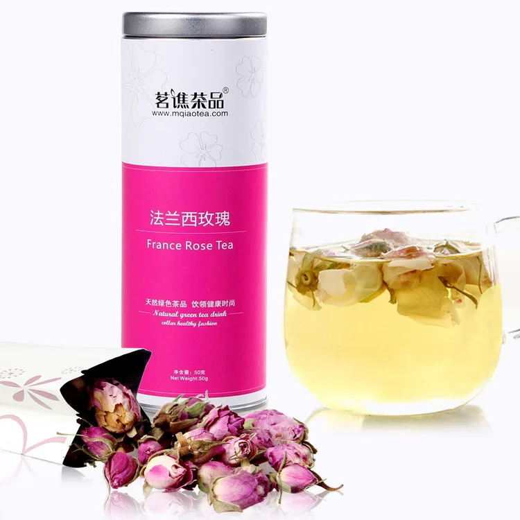 France rose tea 100% Organic Imperial Dried Red Rose bud blooming Herbal flower 50g/Can Tinned Free Shipping |