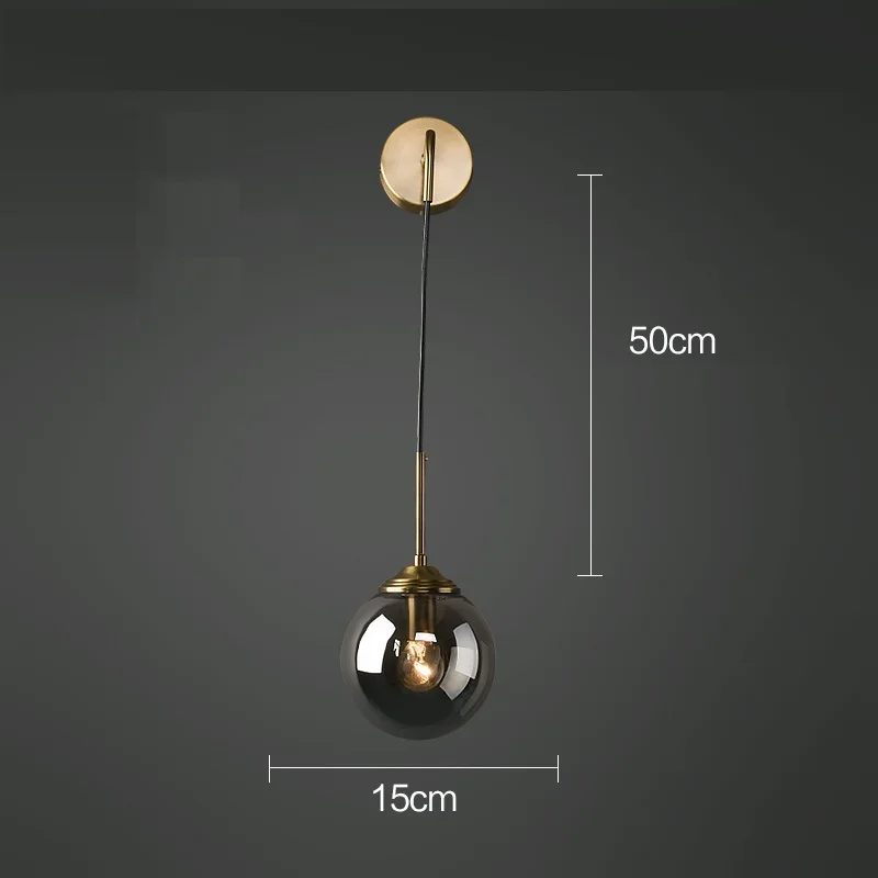 15cm Grey Ball Прикроватный настенный светильник LukLoy, винтажный стеклянный шар, настенные светильники, промышленный светодиодный настенный светильник, светильник s для гостиной, светильник для прохода - Цвет абажура: 15cm Grey Ball