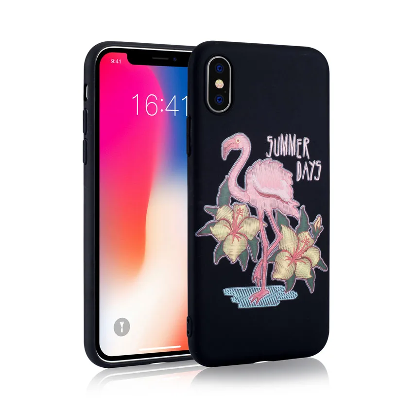 Чехол для телефона с имитацией вышивки iPhone X 8 7 6 s мягкий силиконовый чехол