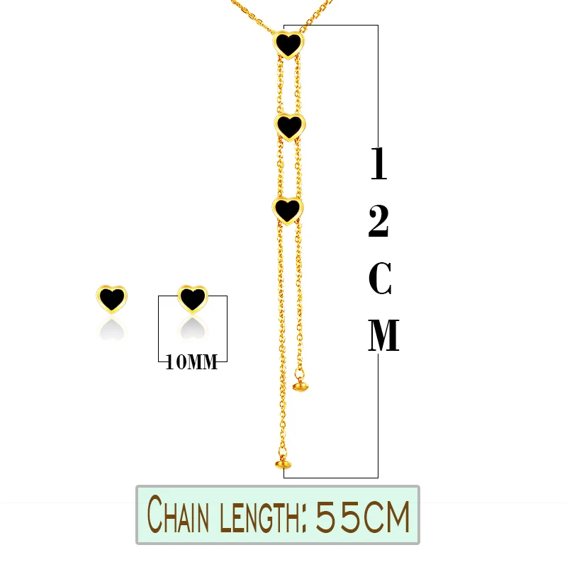 Baoyan 316L Нержавеющая сталь Черный Сердце золотого цвета длинный подвес кисточка Y